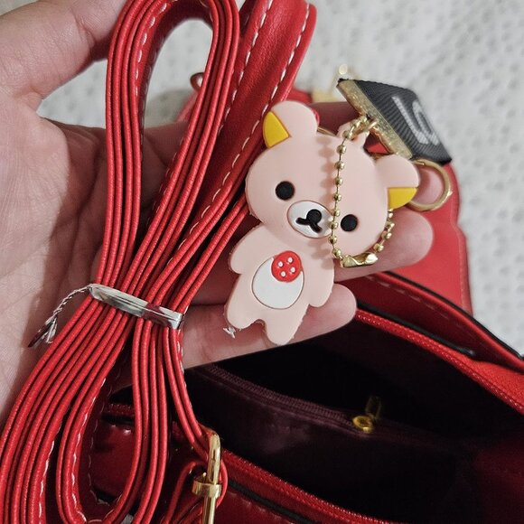 Neiman Marcus Plaid Twist Lock Red Bear Purse - Picture 2 of 4